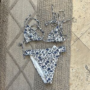 Abercrombie Floral Bikini Set in Blue and White